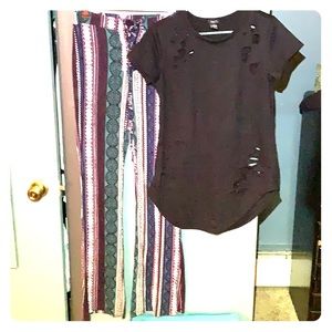 Black hole shirt and/or high waisted flare pants